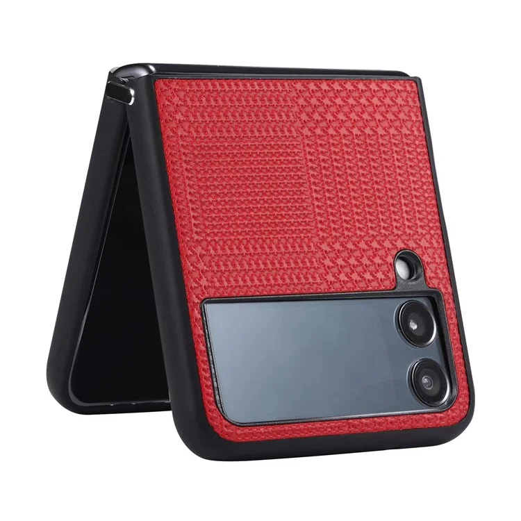 VILI TH Series Phone Case for Samsung Galaxy Z Flip4 5G , Kevlar Fiber PU Leather Coated PC+TPU Phone Cover