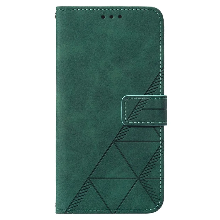 Série YB Imprinting pour Xiaomi 13 5G Imprinted Lines Wallet Cover Leather Phone Case with Stand - Blackish Green