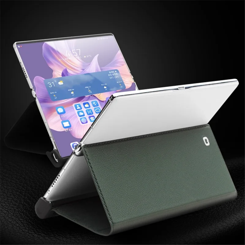 QIALINO For Huawei Mate Xs 2 Genuine Cow Leather Flip Case Stand Magnetic Full Protection Phone Cover - Green
