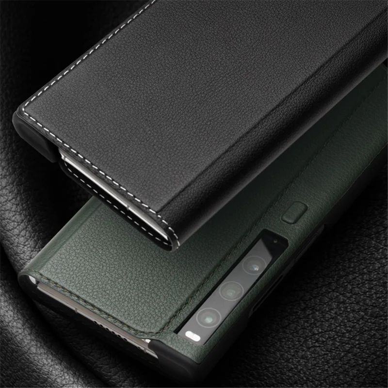 QIALINO For Huawei Mate Xs 2 Genuine Cow Leather Flip Case Stand Magnetic Full Protection Phone Cover - Green