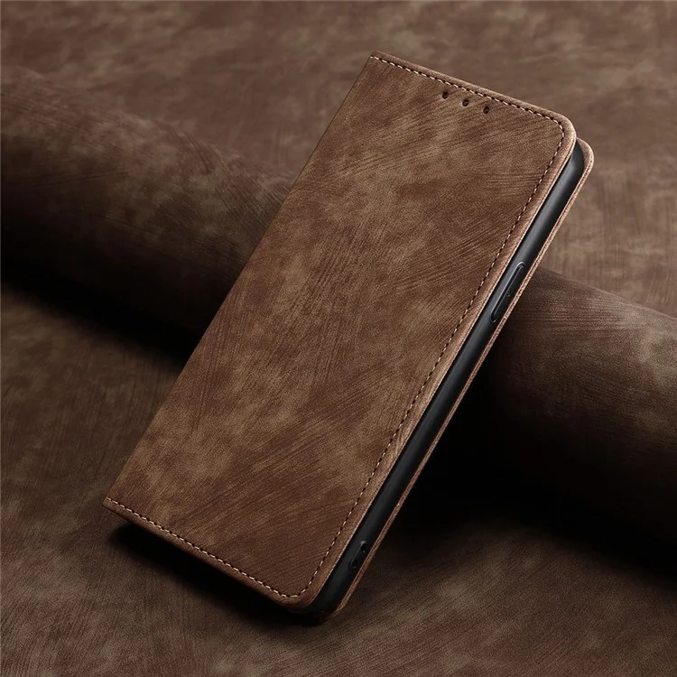 Para Huawei P60 / P60 Pro Estuche de cartera con soporte de cuero PU con bloqueo RFID, anti-arañazos y tapa abatible - Marrón