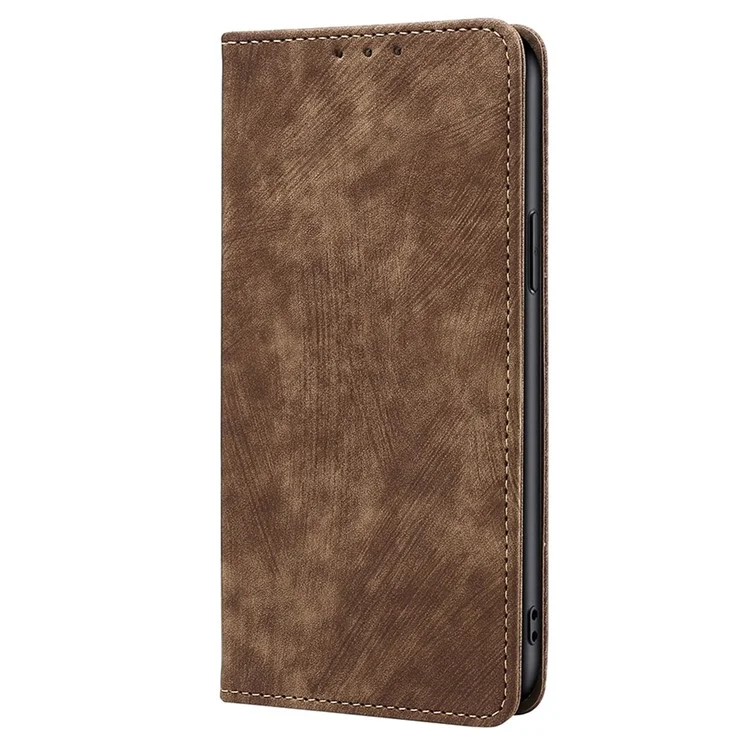 Para Huawei P60 / P60 Pro Estuche de cartera con soporte de cuero PU con bloqueo RFID, anti-arañazos y tapa abatible - Marrón