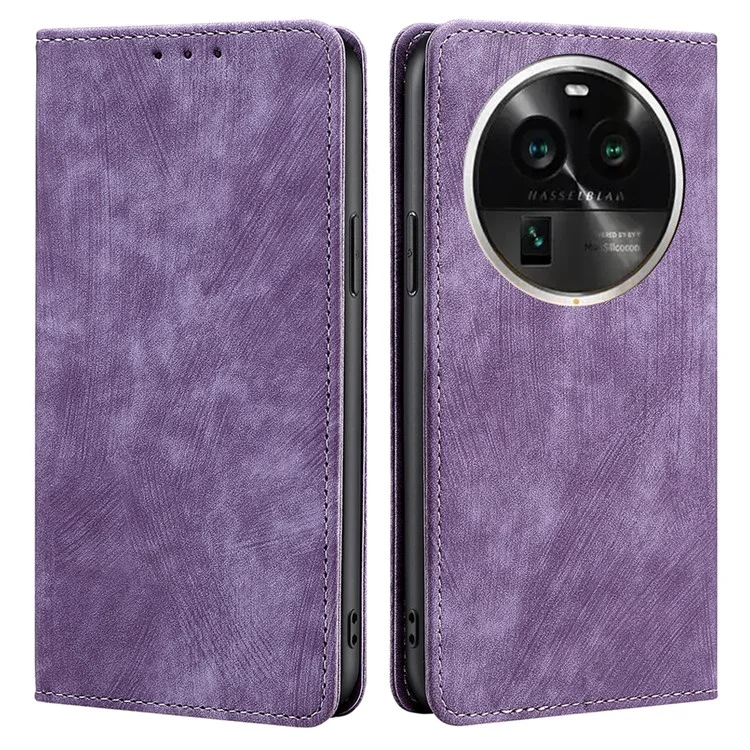 For Oppo Find X6 Pro PU Leather Stand Wallet RFID Blocking Drop-proof Phone Case Flip Cover - Purple