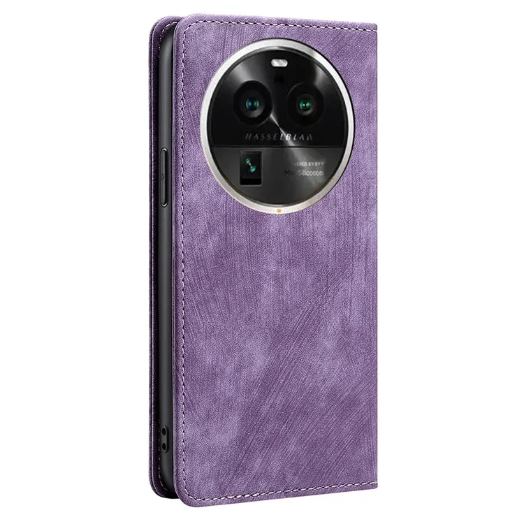 For Oppo Find X6 Pro PU Leather Stand Wallet RFID Blocking Drop-proof Phone Case Flip Cover - Purple