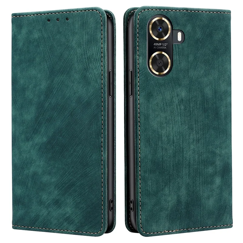For Huawei Enjoy 60 PU Leather Phone Case Stand Wallet RFID Blocking Bump Proof Flip Cover - Green