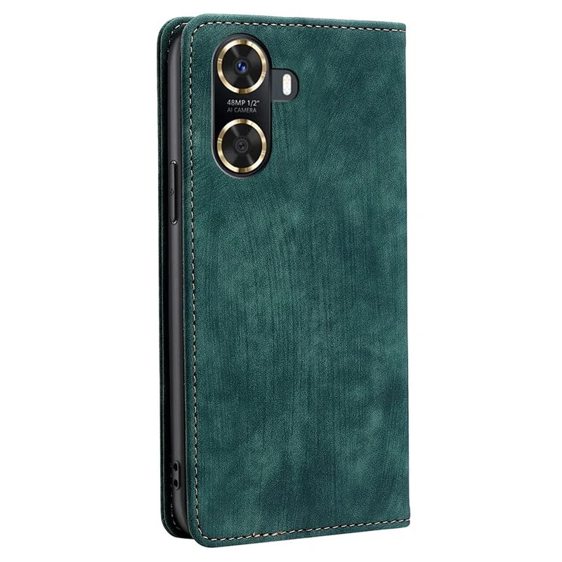 For Huawei Enjoy 60 PU Leather Phone Case Stand Wallet RFID Blocking Bump Proof Flip Cover - Green