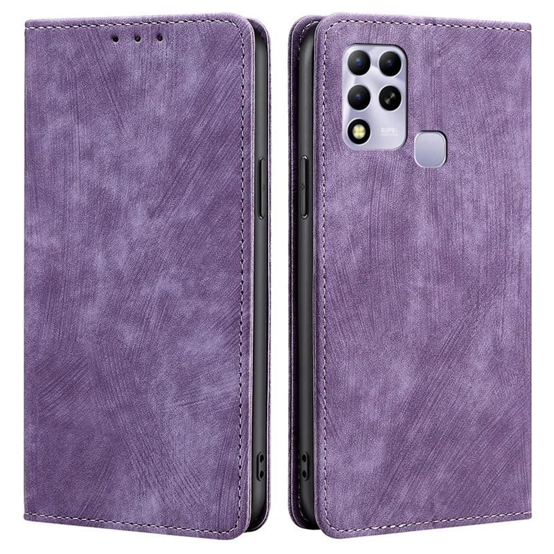Phone Cover for Infinix Hot 11 RFID Blocking Shockproof Shell Wallet PU Leather Foldable Stand Case - Purple