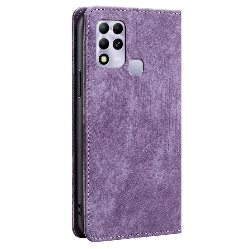 Phone Cover for Infinix Hot 11 RFID Blocking Shockproof Shell Wallet PU Leather Foldable Stand Case - Purple