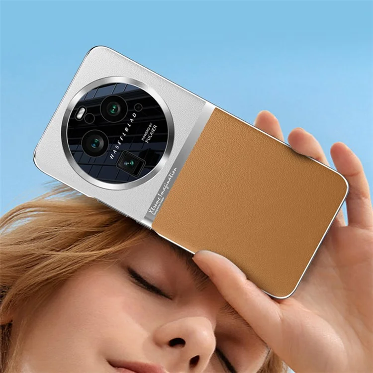 Für Oppo Find X6 Pro Stoßfestes Handyhülle PU-Leder + PC-Defender-Schale Rückabdeckung - Silber