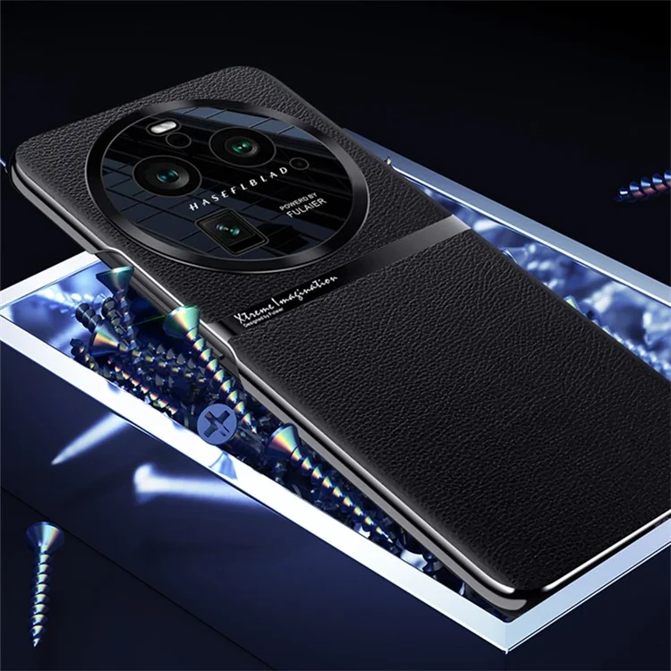 Für Oppo Find X6 Pro Stoßfestes Handyhülle PU-Leder + PC-Defender-Schale Rückabdeckung - Silber