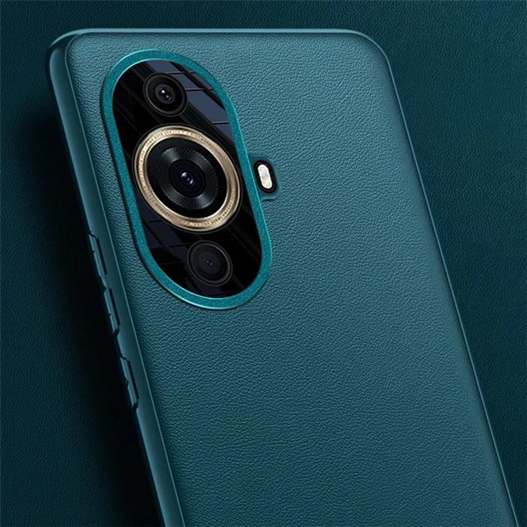 Capa Protetora de Lente de Metal para Telefone Huawei nova 11 Pro / nova 11 Ultra, Capa de Telefone Revestida de Couro TPU+PC (2ª Geração) - Verde