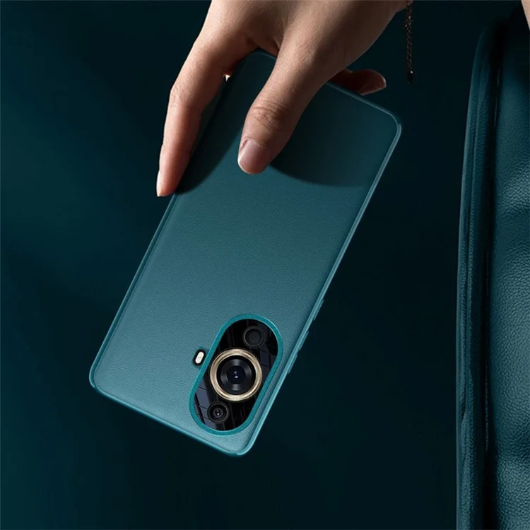 Capa Protetora de Lente de Metal para Telefone Huawei nova 11 Pro / nova 11 Ultra, Capa de Telefone Revestida de Couro TPU+PC (2ª Geração) - Verde