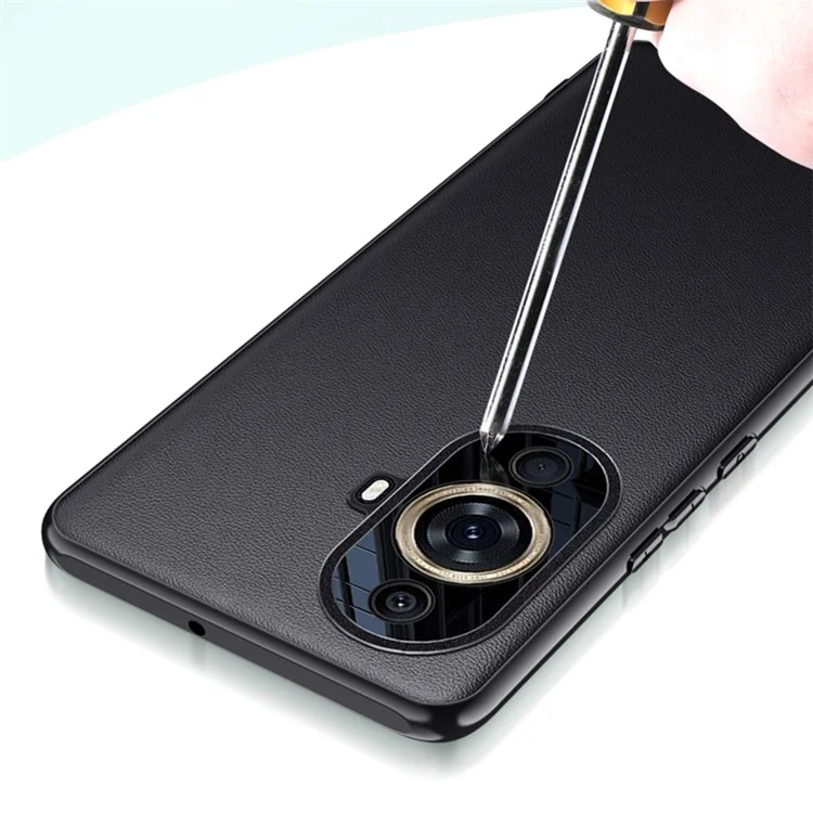 Capa Protetora de Lente de Metal para Telefone Huawei nova 11 Pro / nova 11 Ultra, Capa de Telefone Revestida de Couro TPU+PC (2ª Geração) - Verde