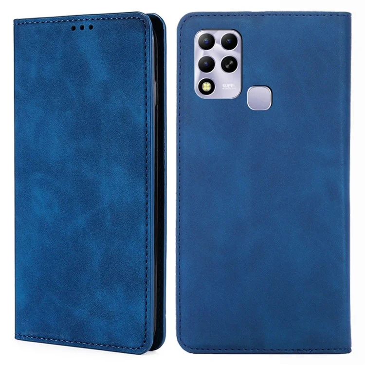Funda de teléfono para Infinix Hot 11 Versión Rusa - Cuero PU Tacto-Suave con Soporte y Tarjetero - Azul