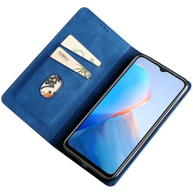 Funda de teléfono para Infinix Hot 11 Versión Rusa - Cuero PU Tacto-Suave con Soporte y Tarjetero - Azul