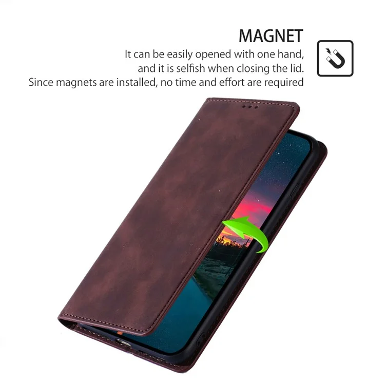 Per Nokia G22 Card Holder PU Leather Case Skin-touch Stand Mobile Phone Drop-proof Cover - Marrone scuro