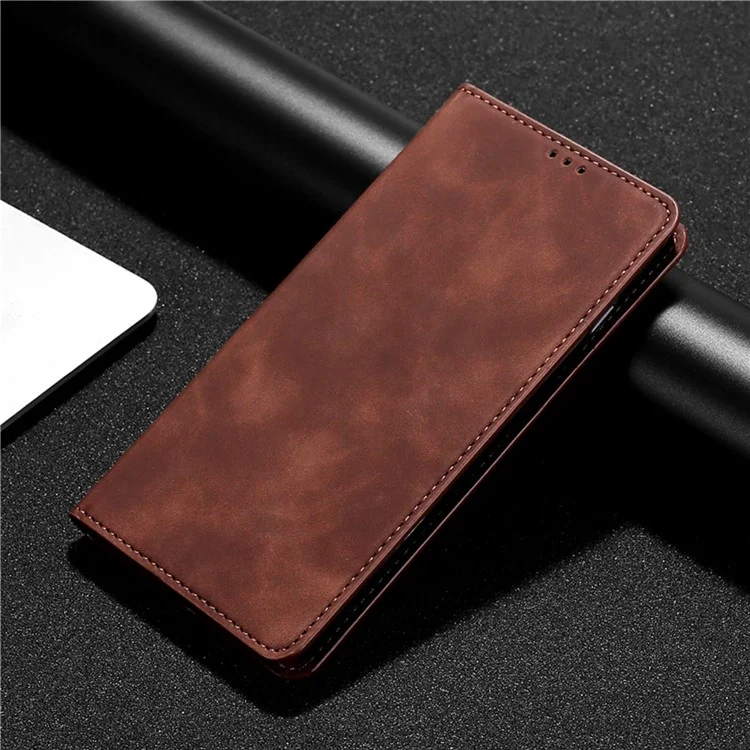 Per Nokia G22 Card Holder PU Leather Case Skin-touch Stand Mobile Phone Drop-proof Cover - Marrone scuro