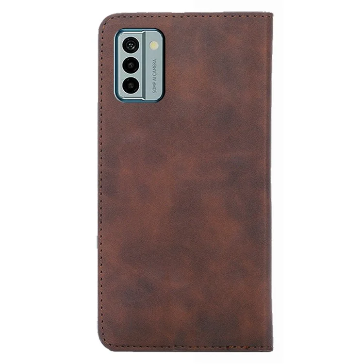 Per Nokia G22 Card Holder PU Leather Case Skin-touch Stand Mobile Phone Drop-proof Cover - Marrone scuro