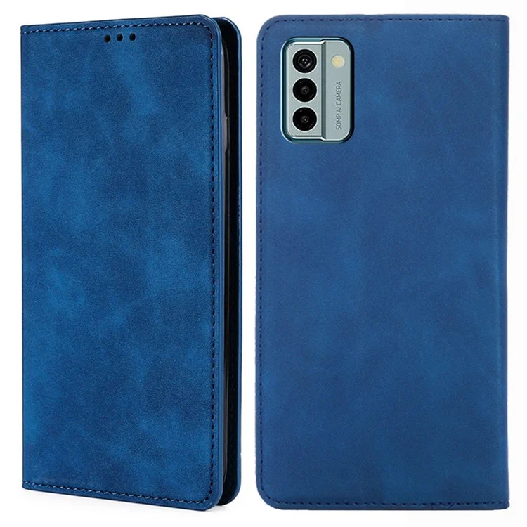 Pour Nokia G22 Porte-cartes Etui en cuir PU Peau-touch Support Téléphone Mobile Anti-chute Housse - Bleu