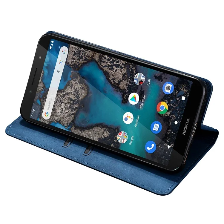 Pour Nokia G22 Porte-cartes Etui en cuir PU Peau-touch Support Téléphone Mobile Anti-chute Housse - Bleu