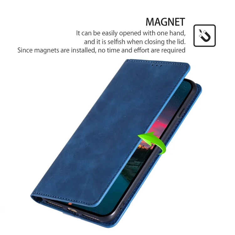 Pour Nokia G22 Porte-cartes Etui en cuir PU Peau-touch Support Téléphone Mobile Anti-chute Housse - Bleu