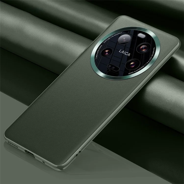 Für Xiaomi 13 Ultra PU Leder beschichtete TPU+PC Handyhülle Metall Linsen Schutz Handyhülle (2. Generation) - Dunkelgrün