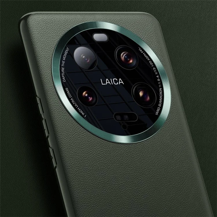 Für Xiaomi 13 Ultra PU Leder beschichtete TPU+PC Handyhülle Metall Linsen Schutz Handyhülle (2. Generation) - Dunkelgrün