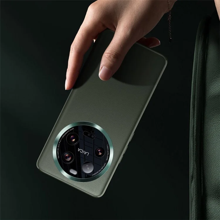 Für Xiaomi 13 Ultra PU Leder beschichtete TPU+PC Handyhülle Metall Linsen Schutz Handyhülle (2. Generation) - Dunkelgrün