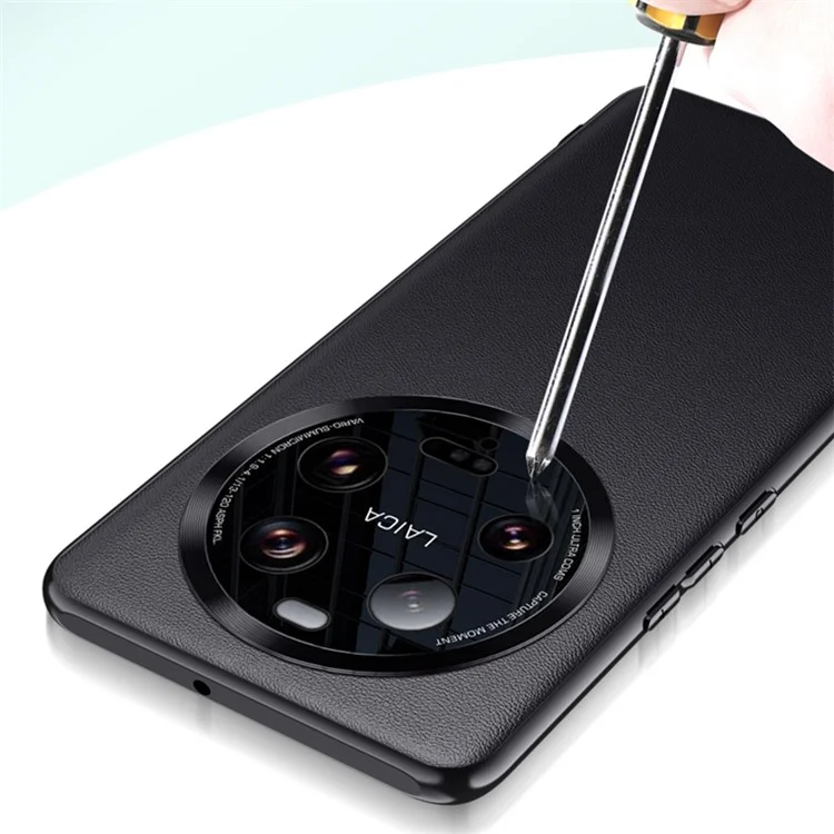 Für Xiaomi 13 Ultra PU Leder beschichtete TPU+PC Handyhülle Metall Linsen Schutz Handyhülle (2. Generation) - Dunkelgrün