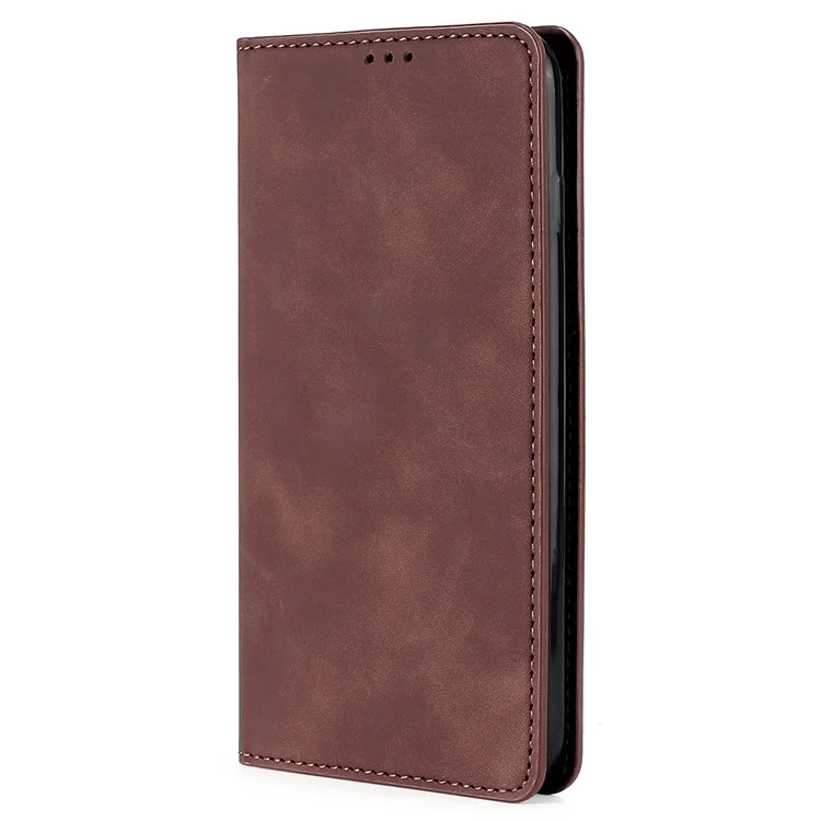 For OnePlus Nord 3 5G / Ace 2V 5G Magnetic Closing Skin-touch Phone Case Leather Stand Cover with Card Slots - Dark Brown