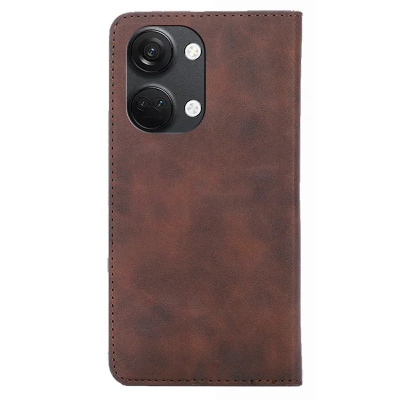 For OnePlus Nord 3 5G / Ace 2V 5G Magnetic Closing Skin-touch Phone Case Leather Stand Cover with Card Slots - Dark Brown