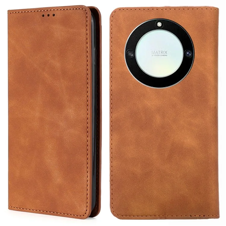 Para Honor X40 / X9a / Magic5 Lite 5G Funda de Teléfono Móvil de Piel PU con Soporte y Tarjetero - Marrón Claro