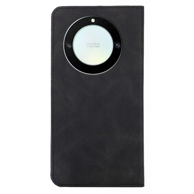 For Honor X40 / X9a / Magic5 Lite 5G PU Leather Flip Phone Case Card Holder Skin-touch Stand Cover - Black