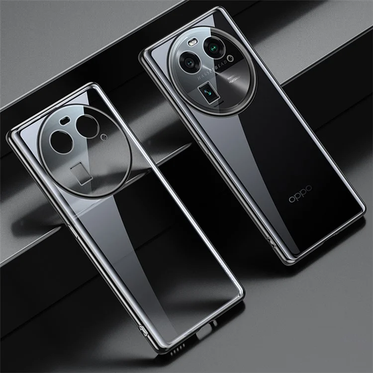 SULADA Для Oppo Find X6 TPU чехол для телефона Electroplating Straight Edge Clear Anti-drop Cover - Черный