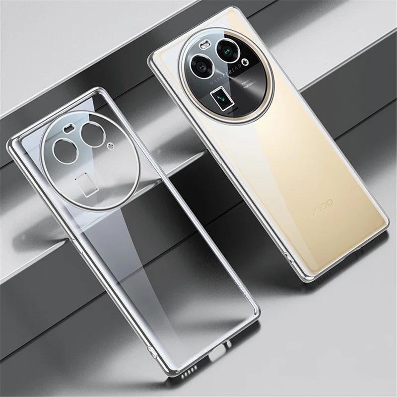 SULADA For Oppo Find X6 TPU Phone Case Electroplating Straight Edge Clear Anti-drop Cover - Silver