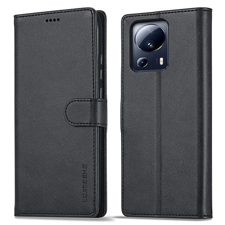 LC.IMEEKE Pour Xiaomi 13 Lite / Civi 2 5G Étui Portefeuille en Cuir PU avec Support - Noir