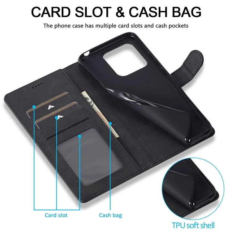 LC.IMEEKE Pour Xiaomi 13 Lite / Civi 2 5G Étui Portefeuille en Cuir PU avec Support - Noir