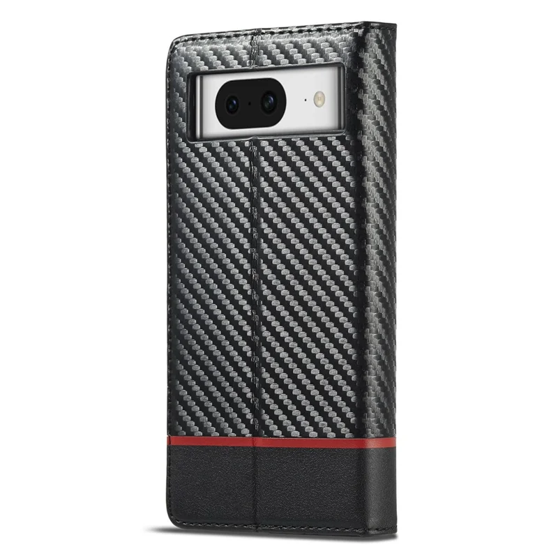 LC.IMEEKE For Google Pixel 8 Wallet Stand Phone Leather Case Carbon Fiber Texture Cover - Horizontal Stripe