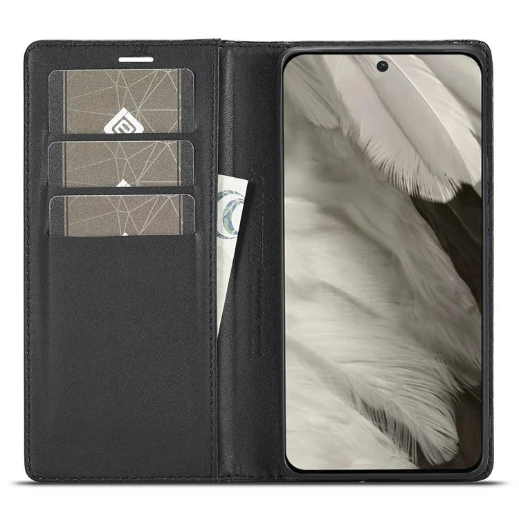 LC.IMEEKE For Google Pixel 8 Wallet Stand Phone Leather Case Carbon Fiber Texture Cover - Horizontal Stripe