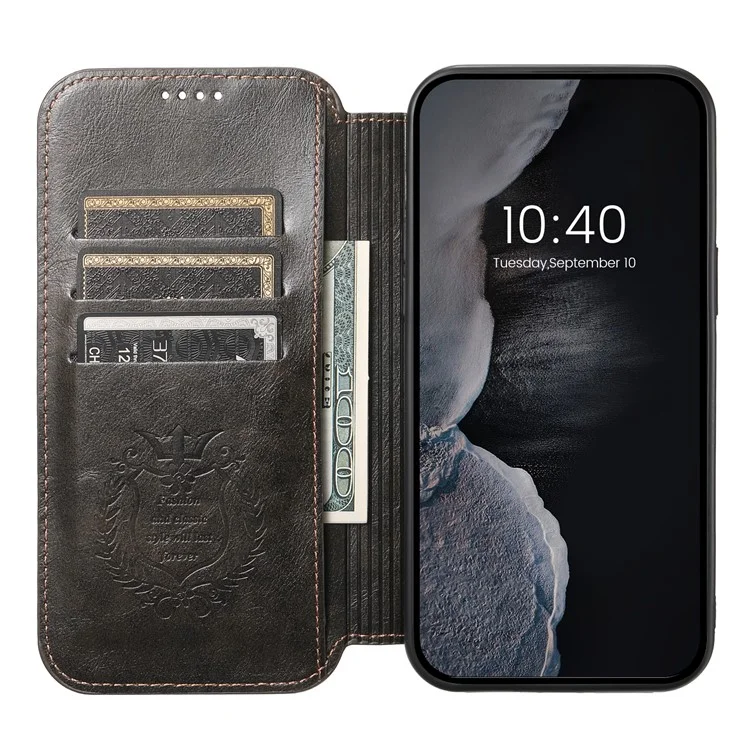 SUTENI J05 For iPhone 12 Pro Max Leather Phone Case Cell Phone Stand Wallet Cover Compatible with MagSafe - Black