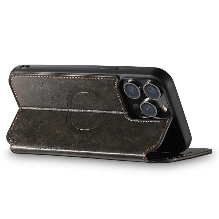 SUTENI J05 For iPhone 12 Pro Max Leather Phone Case Cell Phone Stand Wallet Cover Compatible with MagSafe - Black