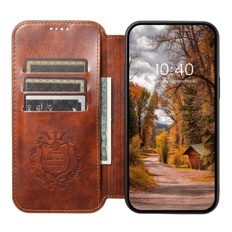 SUTENI J05 For iPhone 14 Pro Max Phone Leather Case Compatible with MagSafe Stand Wallet Cover - Khaki