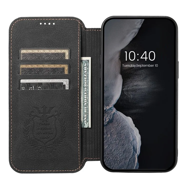 SUTENI J06 For iPhone 14 Pro Max Wallet Case PU Leather Phone Stand Cover Compatible with MagSafe - Black