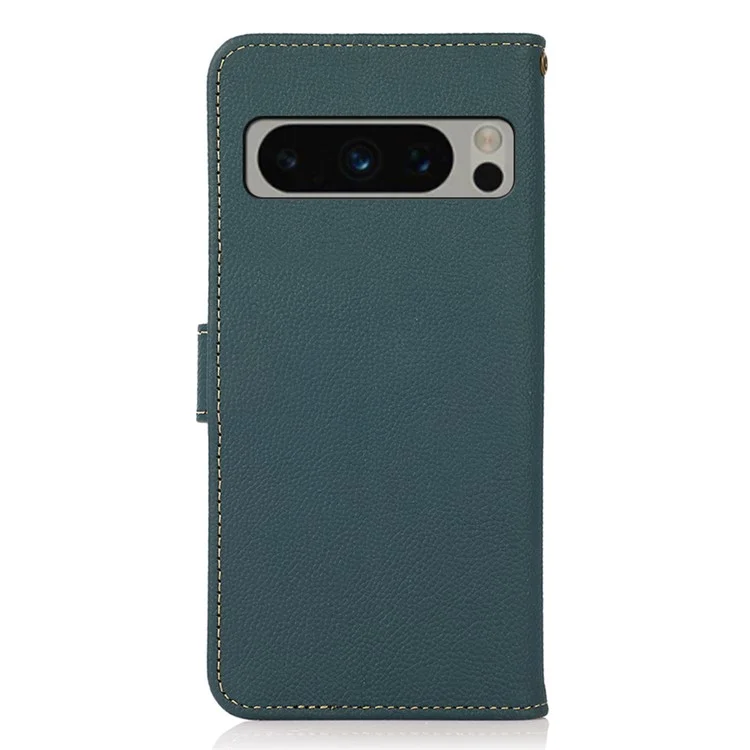 KHAZNEH Für Google Pixel 8 Pro Smartphone-Ständer-Brieftasche RFID-blockierender echter Kuhlederbezug - Grün