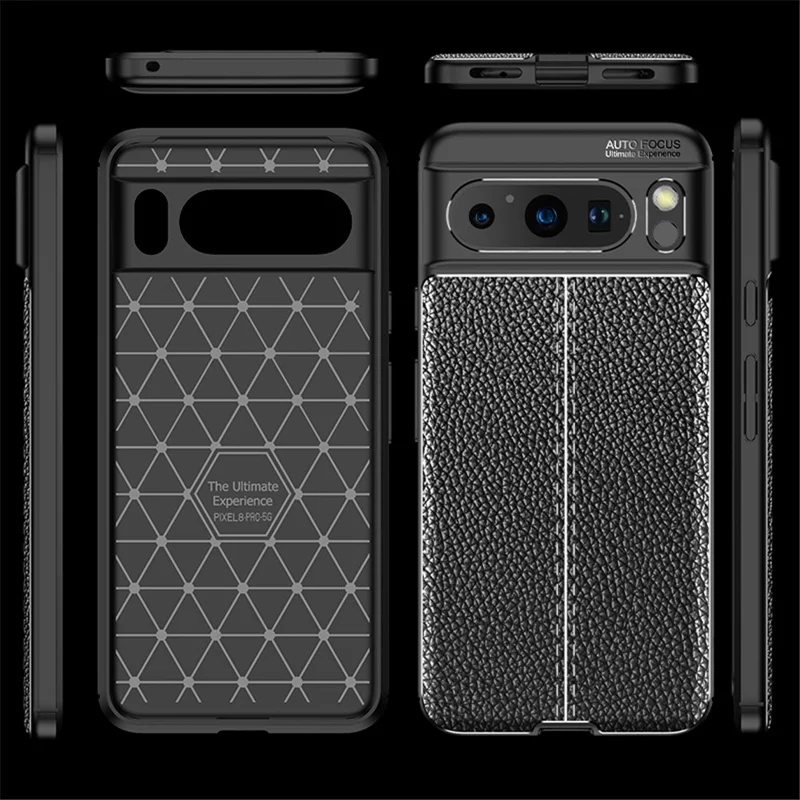 Per Google Pixel 8 Pro Anti-Dust Phone Cover Litchi Texture TPU Anti-Scratch Cell Phone Case - Nero