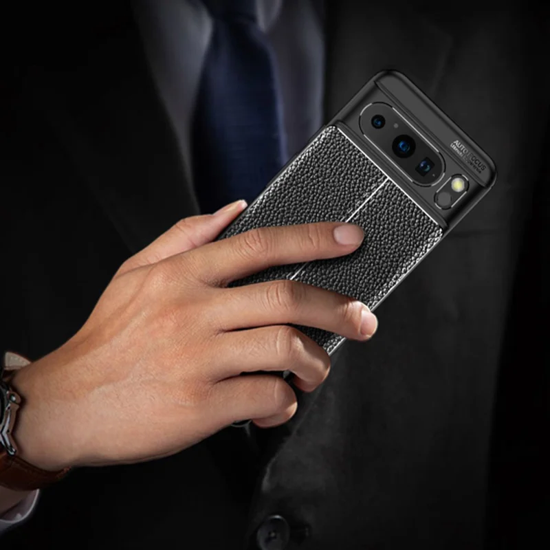 Per Google Pixel 8 Pro Anti-Dust Phone Cover Litchi Texture TPU Anti-Scratch Cell Phone Case - Nero