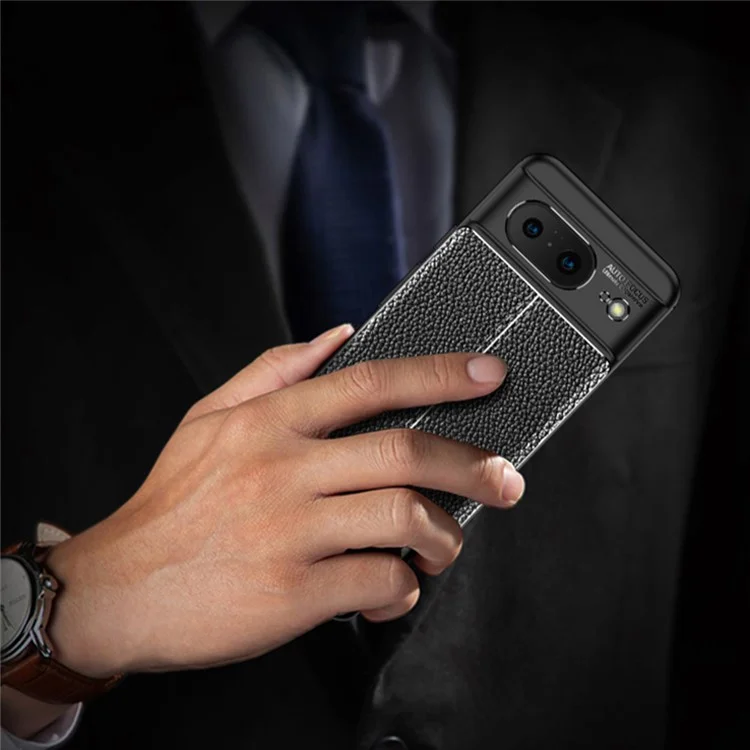 Pour Google Pixel 8 Anti-Scratch Litchi Texture TPU Mobile Phone Case Shockproof Cell Phone Cover - Noir