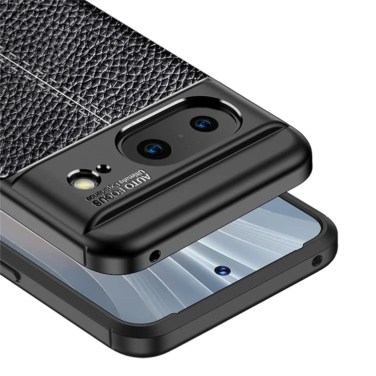 Pour Google Pixel 8 Anti-Scratch Litchi Texture TPU Mobile Phone Case Shockproof Cell Phone Cover - Noir
