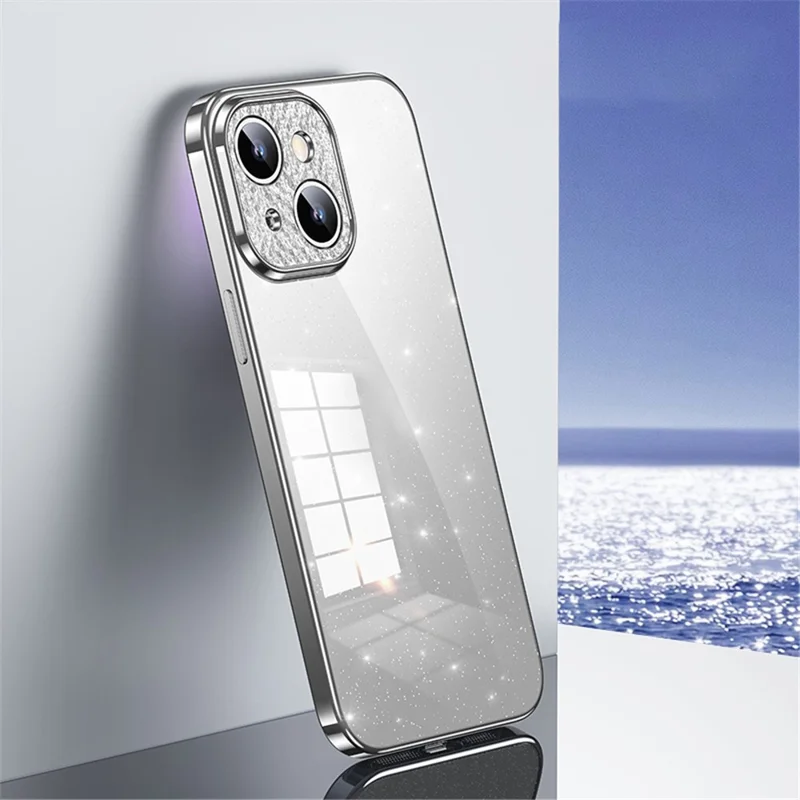 SULADA For iPhone 14 Plus Electroplating TPU Phone Case Rhinestone Decor Glitter Phone Cover - White