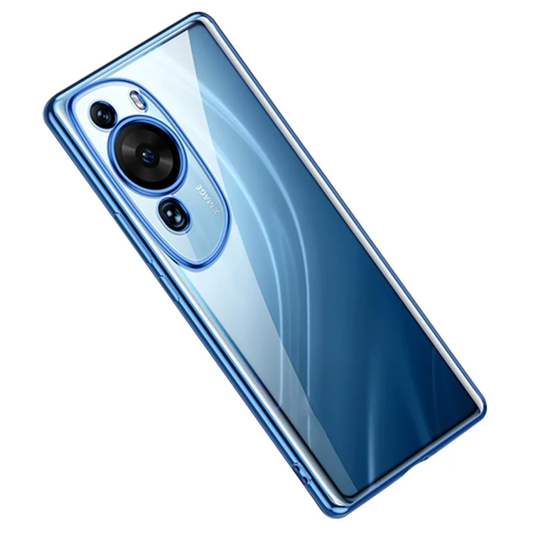 SULADA Para Huawei P60 Art Straight Edge Back Cover Soft TPU Electroplating Clear Phone Case - Azul